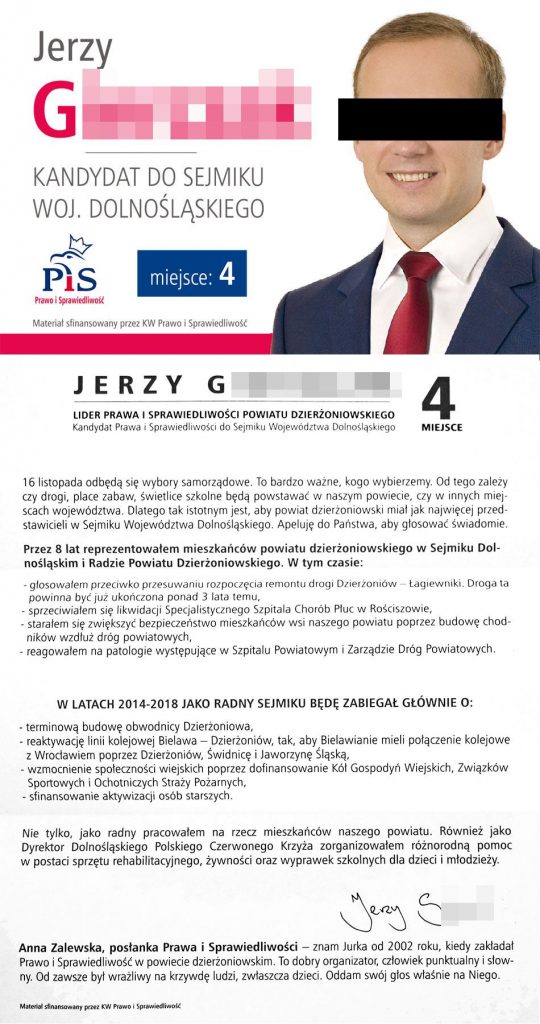 Jerzy G. ulotka wyborcza
